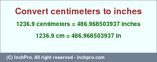 Result converting 1236.9 centimeters to inches = 486.968503937 inches
