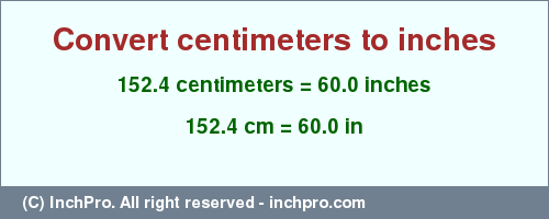 Result converting 152.4 centimeters to inches = 60.0 inches