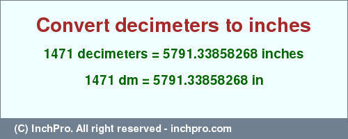 Result converting 1471 decimeters to inches = 5791.33858268 inches