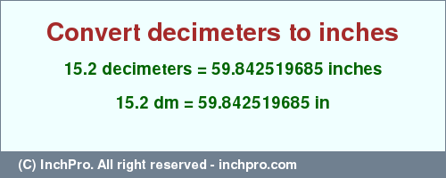 Result converting 15.2 decimeters to inches = 59.842519685 inches