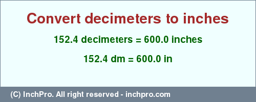 Result converting 152.4 decimeters to inches = 600.0 inches