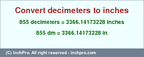 Result converting 855 decimeters to inches = 3366.14173228 inches