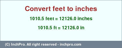 Result converting 1010.5 feet to inches = 12126.0 inches