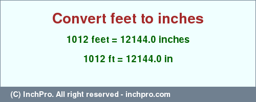 Result converting 1012 feet to inches = 12144.0 inches