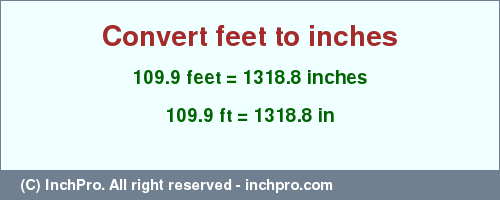 Result converting 109.9 feet to inches = 1318.8 inches