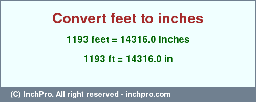 Result converting 1193 feet to inches = 14316.0 inches