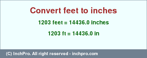 Result converting 1203 feet to inches = 14436.0 inches