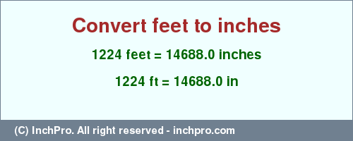 Result converting 1224 feet to inches = 14688.0 inches