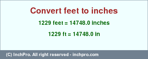 Result converting 1229 feet to inches = 14748.0 inches