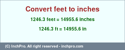 Result converting 1246.3 feet to inches = 14955.6 inches