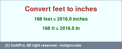 Result converting 168 feet to inches = 2016.0 inches