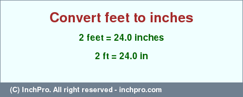 Result converting 2 feet to inches = 24.0 inches