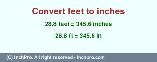 Result converting 28.8 feet to inches = 345.6 inches