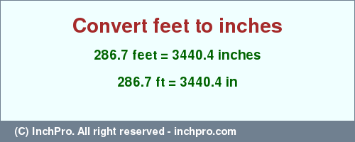Result converting 286.7 feet to inches = 3440.4 inches
