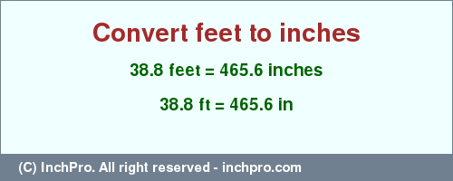 Result converting 38.8 feet to inches = 465.6 inches