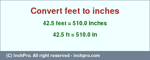 Result converting 42.5 feet to inches = 510.0 inches