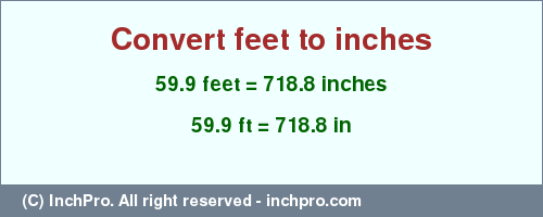 Result converting 59.9 feet to inches = 718.8 inches
