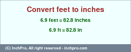 Result converting 6.9 feet to inches = 82.8 inches