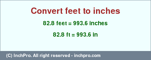 Result converting 82.8 feet to inches = 993.6 inches