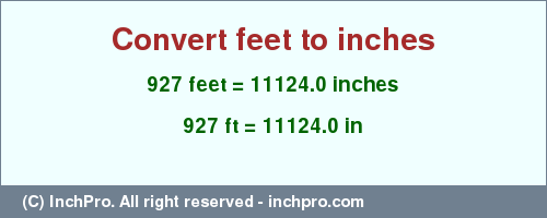 Result converting 927 feet to inches = 11124.0 inches
