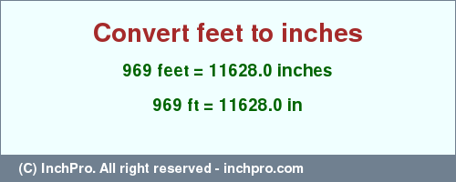 Result converting 969 feet to inches = 11628.0 inches