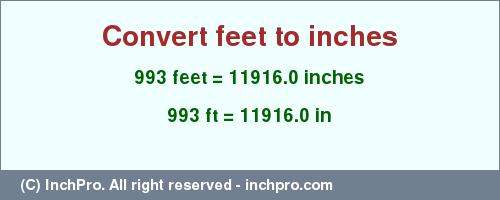 Result converting 993 feet to inches = 11916.0 inches