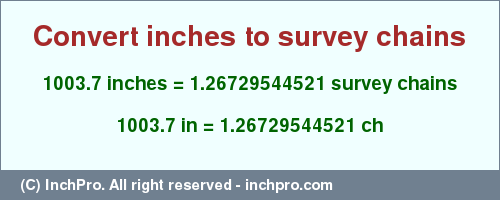 Result converting 1003.7 inches to ch = 1.26729544521 survey chains