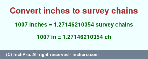 Result converting 1007 inches to ch = 1.27146210354 survey chains