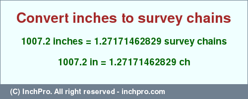 Result converting 1007.2 inches to ch = 1.27171462829 survey chains