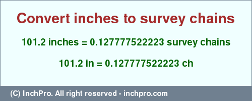 Result converting 101.2 inches to ch = 0.127777522223 survey chains