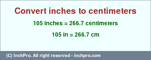 Result converting 105 inches to cm = 266.7 centimeters