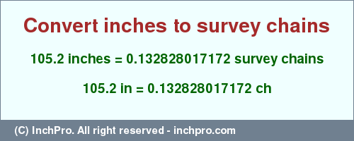 Result converting 105.2 inches to ch = 0.132828017172 survey chains