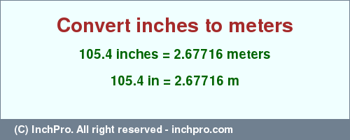 Result converting 105.4 inches to m = 2.67716 meters