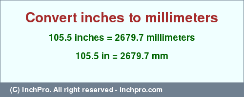 Result converting 105.5 inches to mm = 2679.7 millimeters