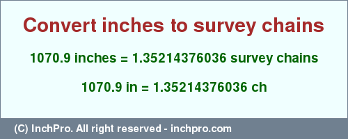 Result converting 1070.9 inches to ch = 1.35214376036 survey chains