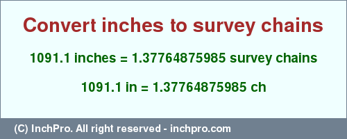 Result converting 1091.1 inches to ch = 1.37764875985 survey chains