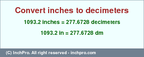 Result converting 1093.2 inches to dm = 277.6728 decimeters
