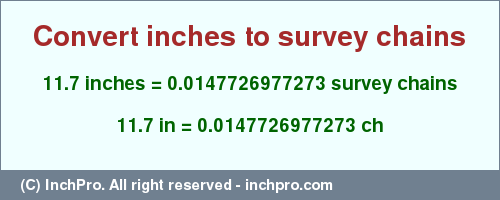 Result converting 11.7 inches to ch = 0.0147726977273 survey chains