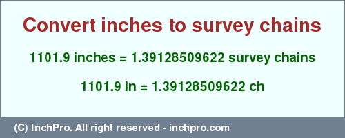 Result converting 1101.9 inches to ch = 1.39128509622 survey chains