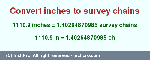 Result converting 1110.9 inches to ch = 1.40264870985 survey chains
