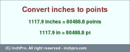Result converting 1117.9 inches to pt = 80488.8 points
