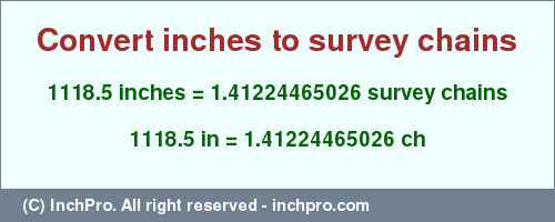 Result converting 1118.5 inches to ch = 1.41224465026 survey chains