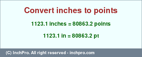 Result converting 1123.1 inches to pt = 80863.2 points