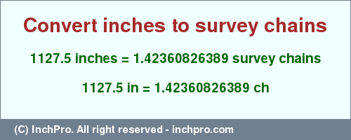Result converting 1127.5 inches to ch = 1.42360826389 survey chains