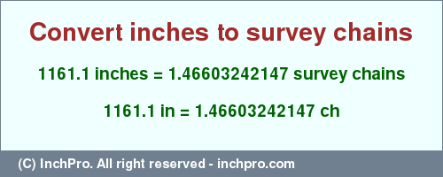 Result converting 1161.1 inches to ch = 1.46603242147 survey chains