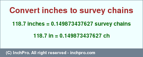 Result converting 118.7 inches to ch = 0.149873437627 survey chains