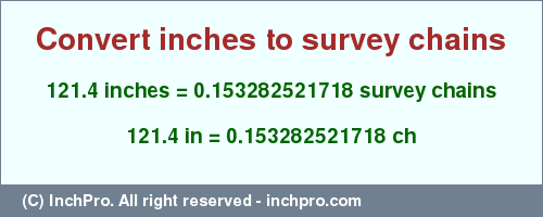 Result converting 121.4 inches to ch = 0.153282521718 survey chains