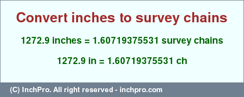 Result converting 1272.9 inches to ch = 1.60719375531 survey chains