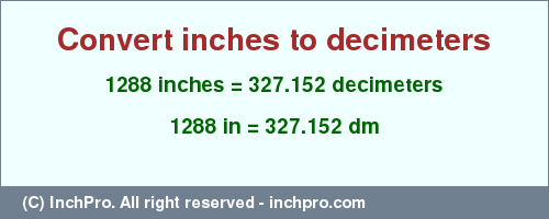 Result converting 1288 inches to dm = 327.152 decimeters