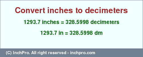 Result converting 1293.7 inches to dm = 328.5998 decimeters
